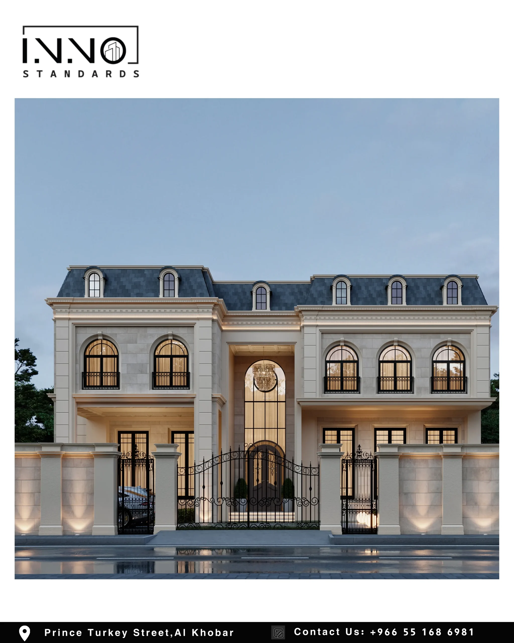 قصر سكني نيوكلاسيك في حي الصدفة، الخبر - تصميم معماري 856 متر مربع