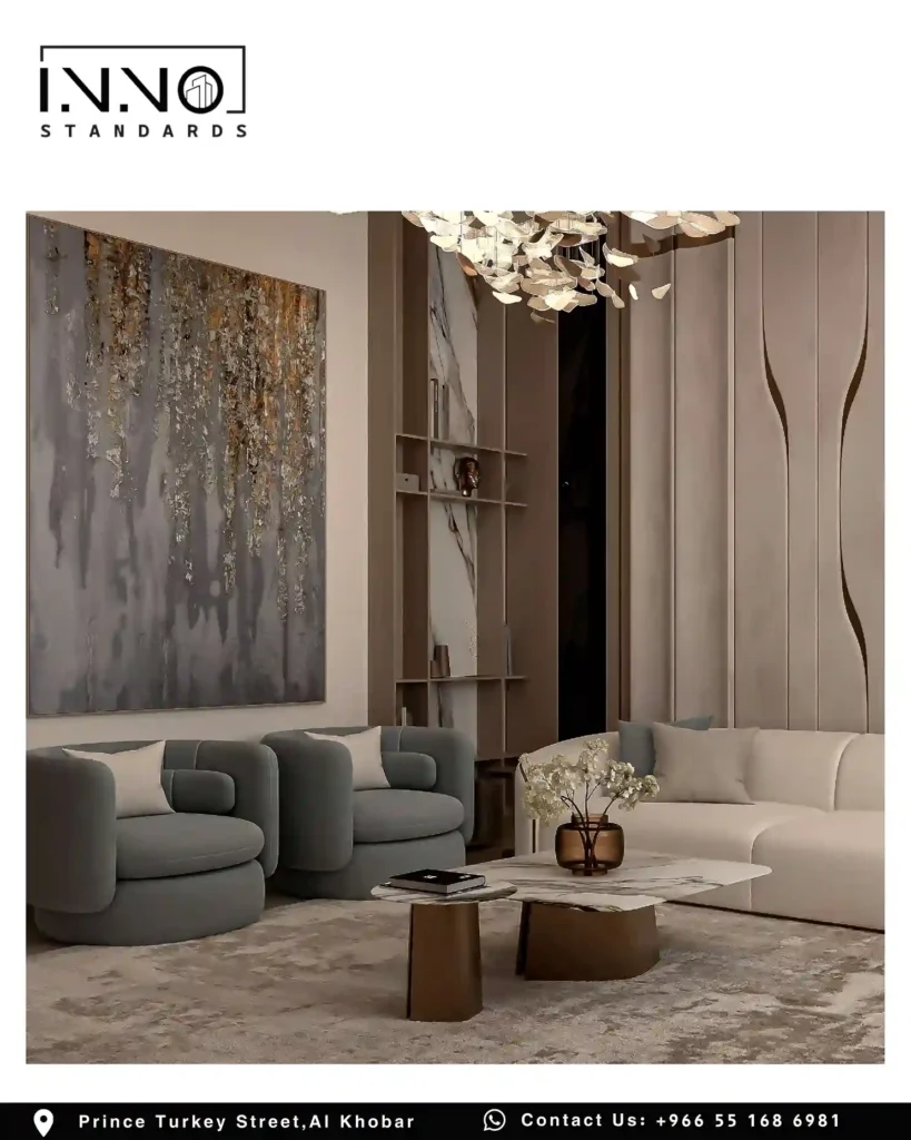تصميم داخلي مودرن لفيلا سكنية في حي أجيال - أرامكو، الخبر - 530 متر مربع