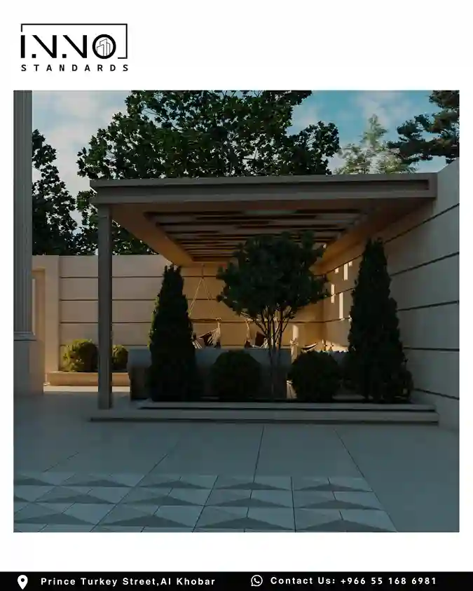 تصميم مسطحات خضراء نيوكلاسيك لفيلا سكنية في حي القصور، الخبر - 1200 متر مربع