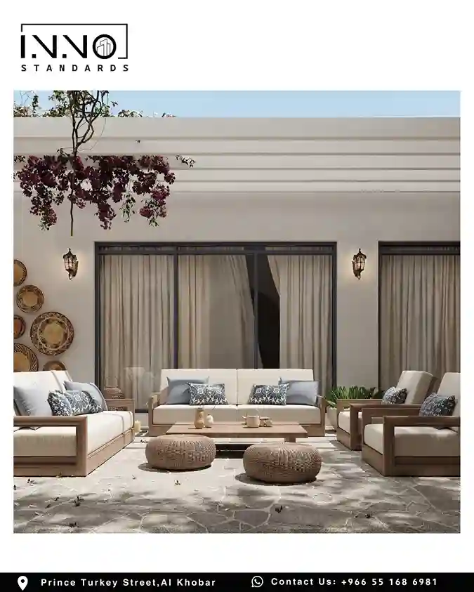 تصميم حدائق يوناني الطراز لشاليه خاص في حي الفرسان، الدمام - 750 متر مربع