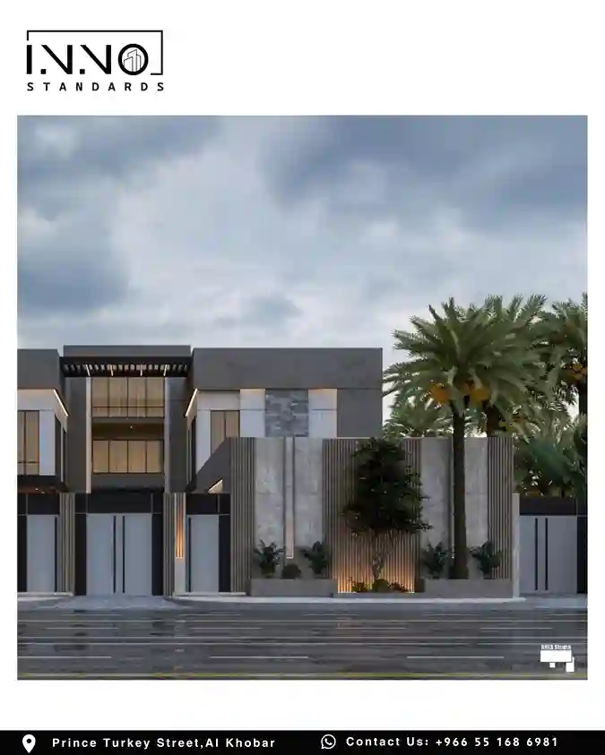 تصميم مسطحات خضراء مودرن لفيلا سكنية في حي درة النخيل، الخبر - 1000 متر مربع